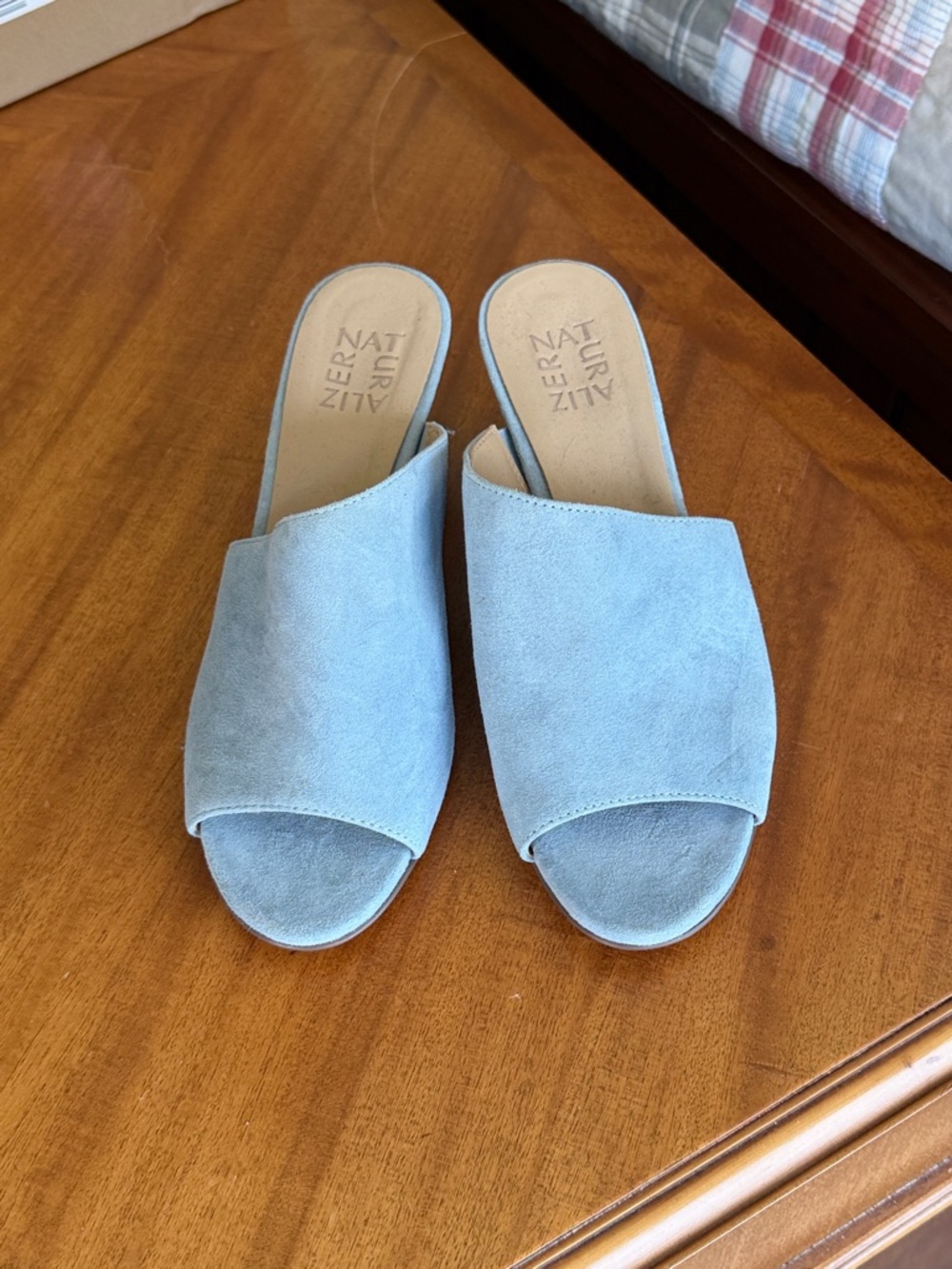 Naturalizer Powder Blue Suede Open-Toe Wedges